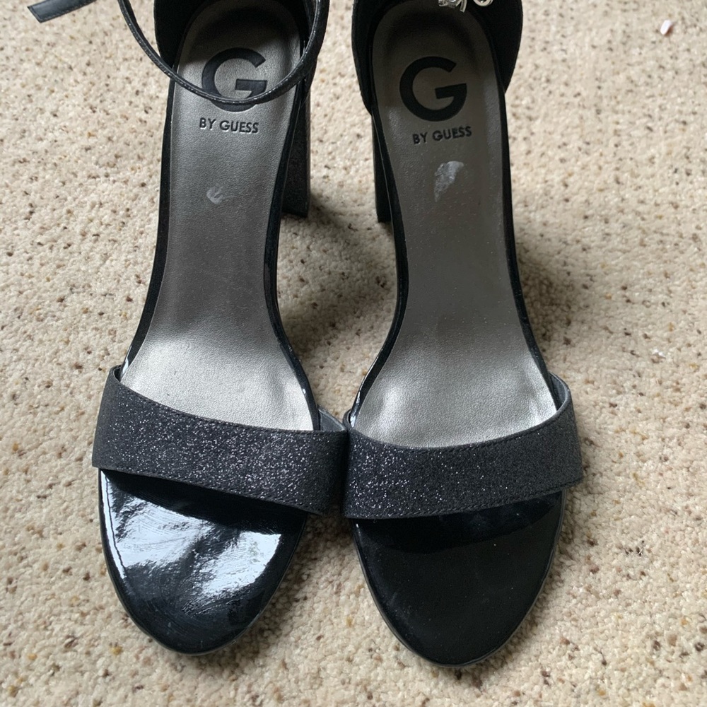 Black sparkly heels.